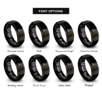 font options for inside engraving on black shepherd heart rings