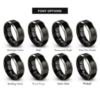 font options for inside engraving on black & silver sheriff star badge rings