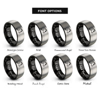 font options for inside engraving on black & silver shetland pony rings