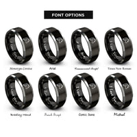 font options for inside engraving on black & grey shetland pony rings