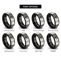 font options for inside engraving on black & silver shetland pony rings