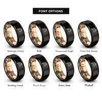font options for inside engraving on black & rose gold shetland pony rings