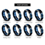 font options for inside engraving on blue & silver shiba inu sunglasses rings