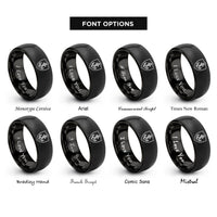 font options for inside engraving on black shield anchor rope rings