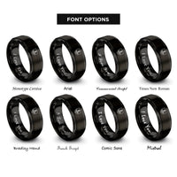 font options for inside engraving on black shield anchor rope rings