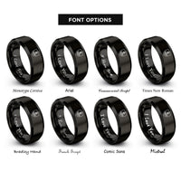 font options for inside engraving on black shield anchor rope rings