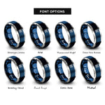 font options for inside engraving on blue & grey shield arrows rings