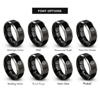 font options for inside engraving on black & gray shield badge rings