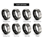 font options for inside engraving on black & silver shield badge blank rings