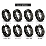 font options for inside engraving on black & grey shield badge blank rings