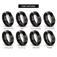 font options for inside engraving on black & grey shield badge blank rings