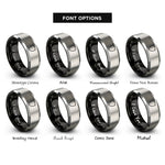 font options for inside engraving on black & grey shield badge blank rings