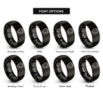 font options for inside engraving on black shield badge blank rings