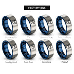 font options for inside engraving on blue & silver shield bar segmented rings