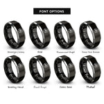 font options for inside engraving on black & silver shield bike rings