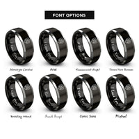 font options for inside engraving on black & gray shield binary rings