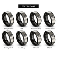 font options for inside engraving on black & grey shield binary rings