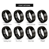 font options for inside engraving on black shield binary rings