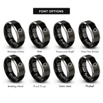 font options for inside engraving on black & silver shield rings