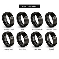 font options for inside engraving on black shield rings