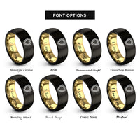 font options for inside engraving on black & gold shield crest rings