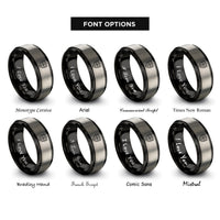 font options for inside engraving on black & gray shield cross rings