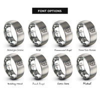 font options for inside engraving on silver shield cross rings