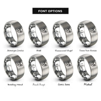 font options for inside engraving on gray shield dumbbell star rings