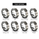 font options for inside engraving on silver shield dumbbell star rings