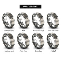 font options for inside engraving on silver shield dumbbell star rings