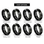 font options for inside engraving on black & gray shield emblem rings