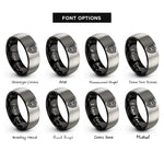 font options for inside engraving on black & gray shield emblem rings