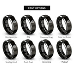 font options for inside engraving on black & gray shield emblem rings