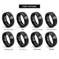 font options for inside engraving on black shield emblem rings
