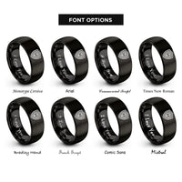 font options for inside engraving on black shield emblem rings