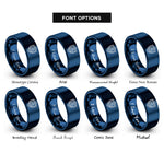 font options for inside engraving on blue shield lock cybersecurity rings