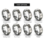 font options for inside engraving on gray shield lock cybersecurity rings
