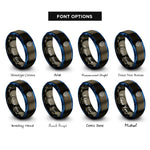 font options for inside engraving on gunmetal & blue shield lock cybersecurity rings