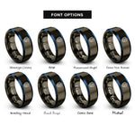 font options for inside engraving on gunmetal & blue shield lock cybersecurity rings