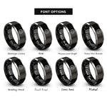 font options for inside engraving on black & grey shield rune ring rings