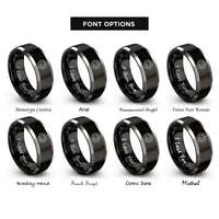 font options for inside engraving on black & grey shield rune ring rings