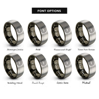 font options for inside engraving on gunmetal & gray shield rune ring rings