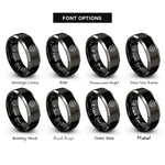 font options for inside engraving on black & silver shield saw blade rings
