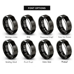 font options for inside engraving on black & silver shield scissors rings