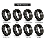 font options for inside engraving on black shield scissors rings