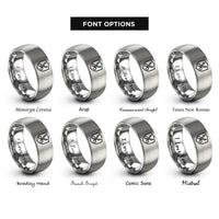 font options for inside engraving on gray shield scissors rings