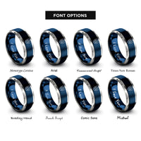 font options for inside engraving on blue & grey shield star centered rings