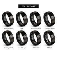 font options for inside engraving on black shield stars & stripes rings