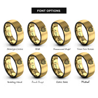 font options for inside engraving on black & gold shield stripes rings