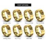 font options for inside engraving on gold shield stripes rings